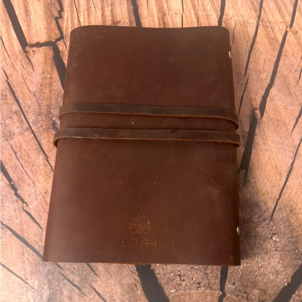 Celtic Farm Brown Leather Garden Journal Planner with Wrap Closure and Bookmark - Picture 2 of 8